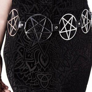 ☆Killstar Pentagram Belt Gothic Black Silver Occult Alternative Punk Unisex NWT